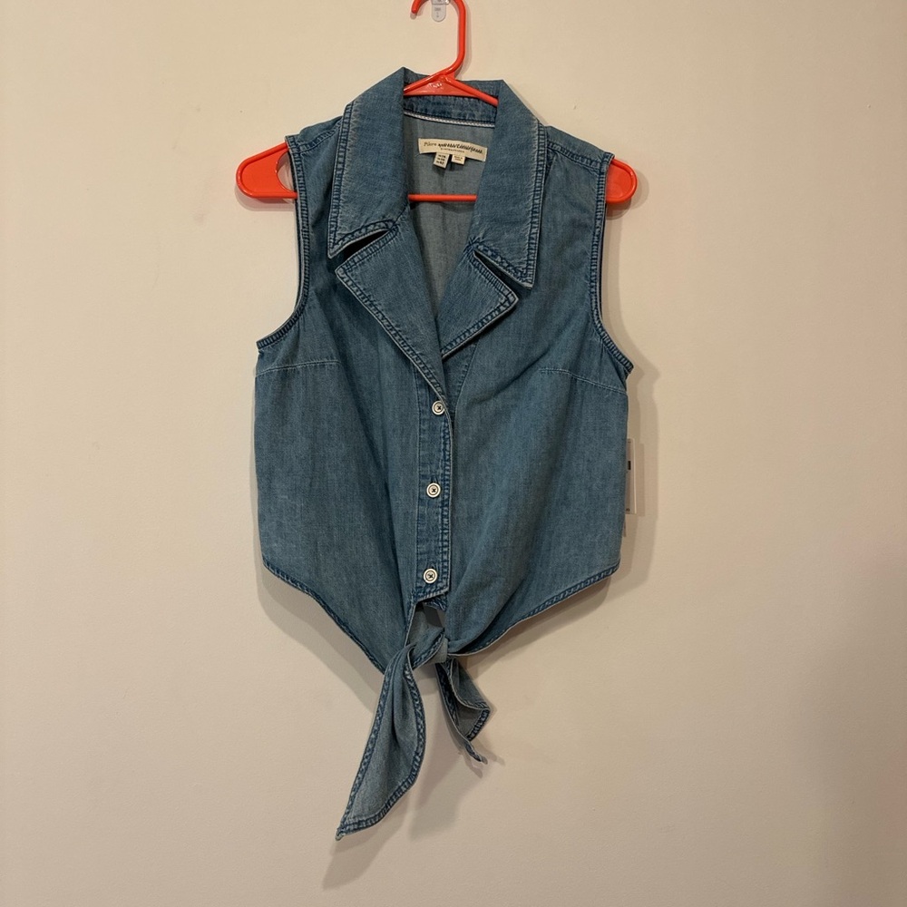 Anthropologie Pilcro Blue Denim Sleeveless Tank Top Summer New with Tags NWT 10